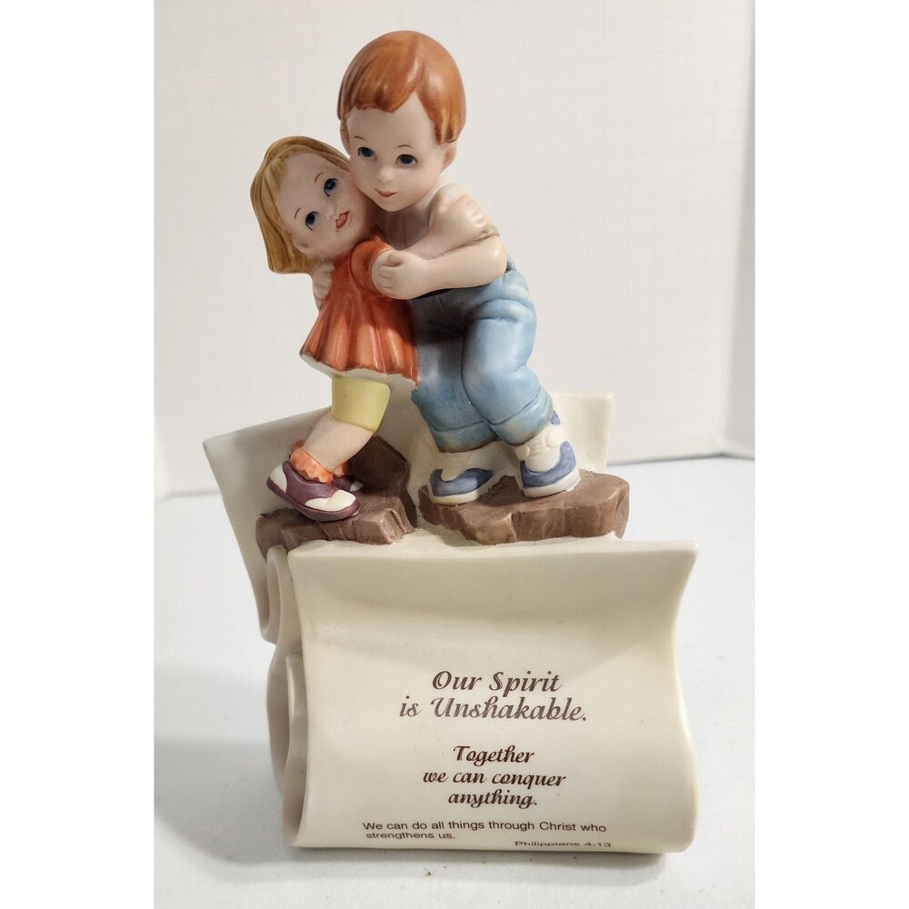 Vintage 3D Wall Plaque "Our Spirit Is Unshakable" Boy & Girl Hugging 1994